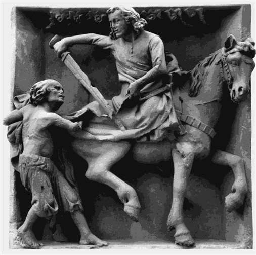 Martin und der Bettler: Im linken Seitenaltar der Martinskirche. Die Darstellung zeigt die Mantelteilungsszene und ist unter dem Begriff „Bassenheimer Reiter“ in allen Kunstführern zu finden.Foto: Heimatverein Bassenheim