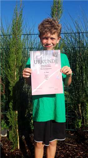 Mautitz Redemann, Jg. 2013, Kreisrekord 800m M9 in 2:45,31min. Foto: privat