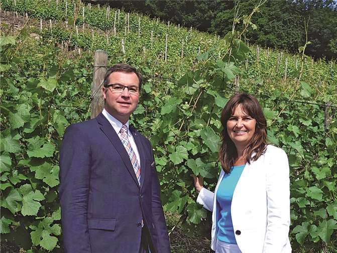 Mechthild Heil und Horst Gies freuen sich über das Bekenntnis von CDU und CSU zum Steillagenweinbau. privat