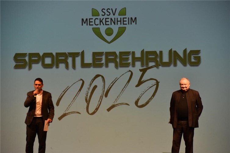 Meckenheims Bürgermeister Sven Schnieber und Conférencier und Vorsitzender des Stadtsportverbandes Martin Leupold.