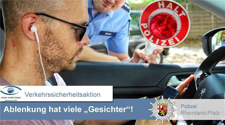 Mehr als die Hälfte der Verkehrsunfälle steht im Zusammenhang mit Ablenkung.LKA RLP