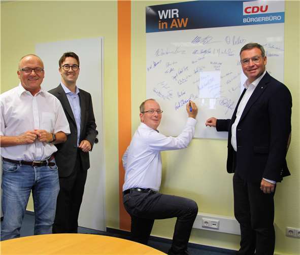 Michael Schneider, Tino Hackenbruch, Gerd Schreiner, MdL und Horst Gies, MdL (v.l.). Foto: CDU Ahrweiler