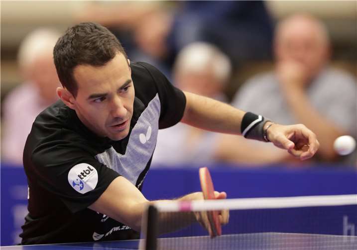 Mihai Bobocica vom TTC Grenzau, in der vergangenen Saison noch mit einer 10:12-Bilanz auf dem Konto, konnte in dieser Saison nur ein Spiel für sich entscheiden.Foto: Wolfgang Heil