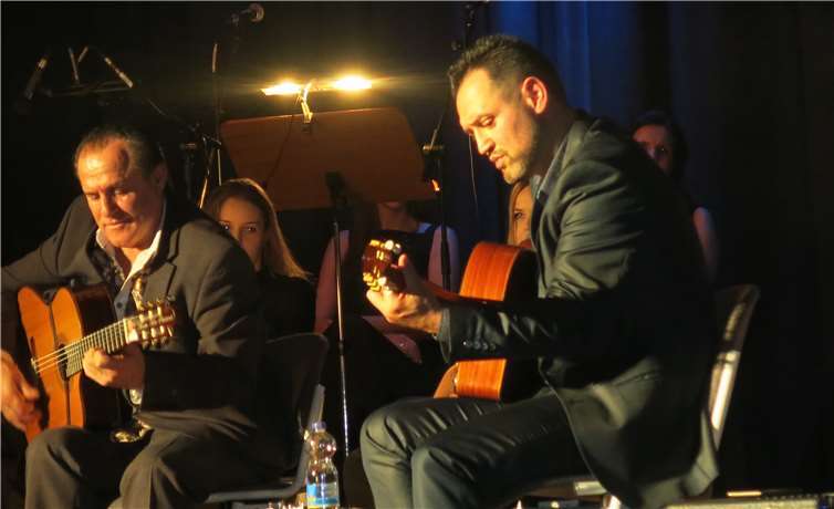 Mike und Moro Reinhardt (r) an ihren Gitarren.