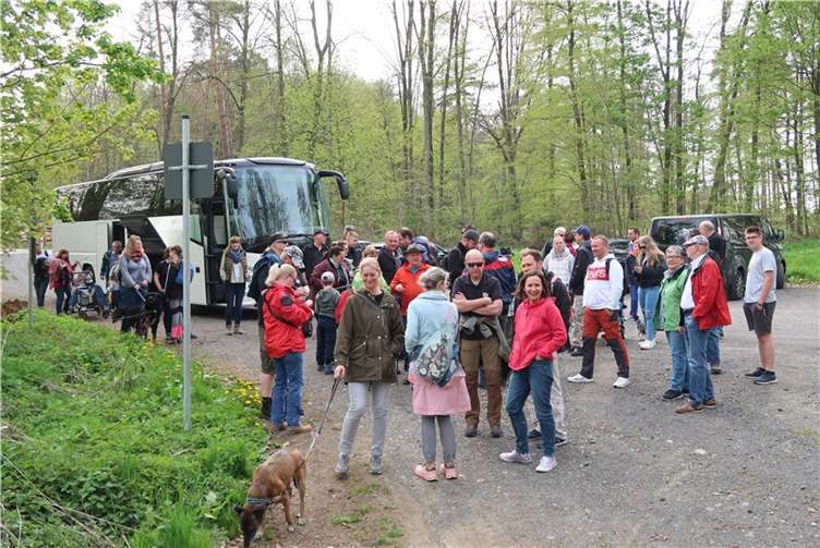 Mit 60 Teilnehmern, Kind und Kegel und Hund, einem Reisebus und zwei Kleinbussen ging es ins Schmelztal, von dort führte die Wanderung die Familien der Schweren Artillerie zur Löwenburg bei Königswinter. Copyright: Roland Thees