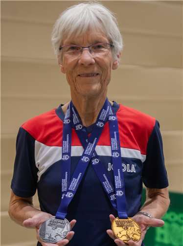 Mit 80 Jahren Senioren-Europameisterin im Tischtennis: Heidi Wunner. Foto: David Riddering