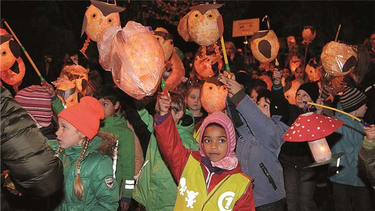 Mit bunten Laternen und Martinslieder singend ziehen die Kinder durch Meckenheims Altstadt.