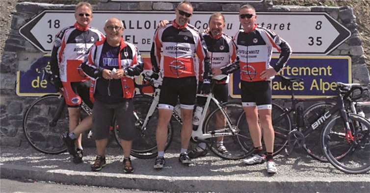 Mit dem Fahrrad durch die Alpen: die fünf Mitglieder von Radsport Altenahr. privat