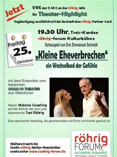 Mit dem Schauspiel „Kleine Eheverbrechen“ am 25. Oktober startet die Benefiz-Woche in der röhrig-forum Kulturbühne. Foto: Laura Bleser