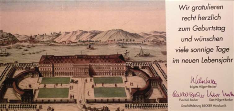 Mit dem kolorierten Kupferstich von G.B. Probst gratuliert Becker Hörakustik in diesem Jahr seinen Freunden, Geschäftspartnern und Kunden.