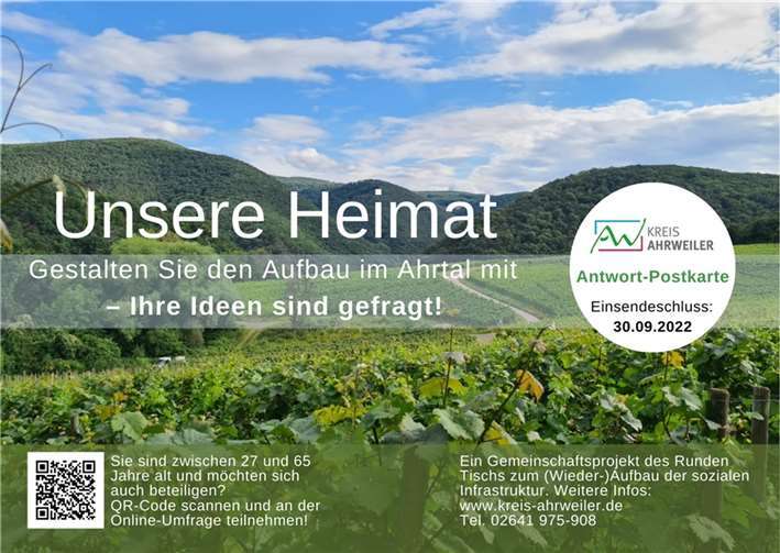 Mit der Postkartenaktion „Unsere Heimat“ können sich Seniorinnen und Senioren aktiv am Wiederaufbau in ihrem Dorf beziehungsweise Stadtteil beteiligen Foto: Kreisverwaltung Ahrweiler