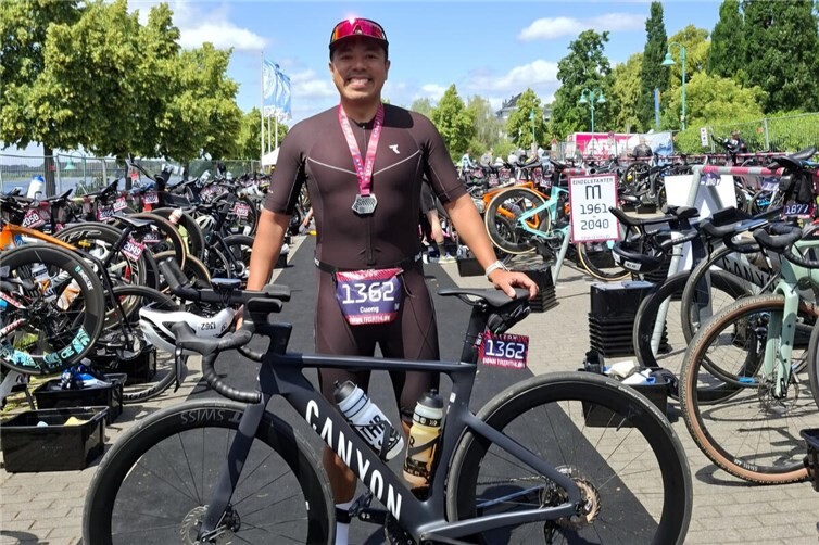 Mit der Startnummer 1362 ging Cuong TRAN beim Bonn-TRIATHLON an den Start