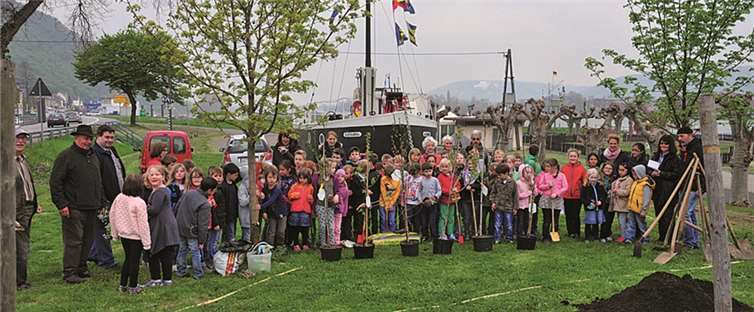 Mit der gelungenen Baumpflanzaktion konnte der Brohler Kulturverein „Aalschokker Katharina e. V." den Kindern der Grundschule Broh-Lützing die Bedeutung der Natur nahebringen. RÜ