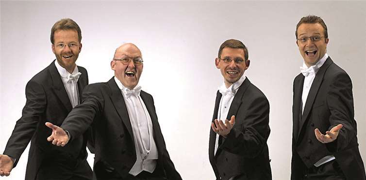 Mit einem abwechslungsreichen Programm und mit viel Humor werden „Die komischen Harmoniker“ bei der A-Cappella-Night zur Eröffnung der „Benefiz-Kultur- und Genuss-Woche“ junge und alte Menschen in der röhrig-forum-Kulturbühne begeistern.privat