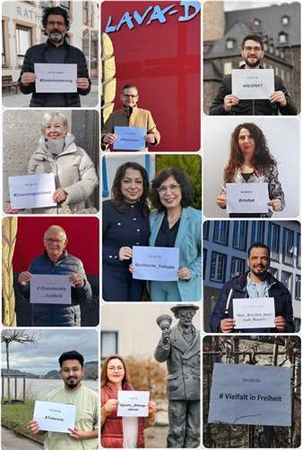 Mit einer inspirierenden Fotokampagne rücken Mitglieder des Beirats für Migration und Integration die Werte Vielfalt, Respekt, Toleranz und demokratische Grundordnung in den Fokus. Foto: Beirat für Migration und Integration des Landkreises Mayen-Koblenz