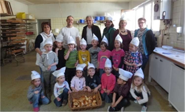 Mit großer Freude erkundeten die Kinder die Backstube und deren Geräte. privat