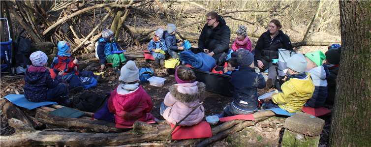 Mit großer Freude starteten die Kinder des Ü3-Bereichs der Kita Paukenzwerge in die geplanten Waldwochen.Fotos: privat
