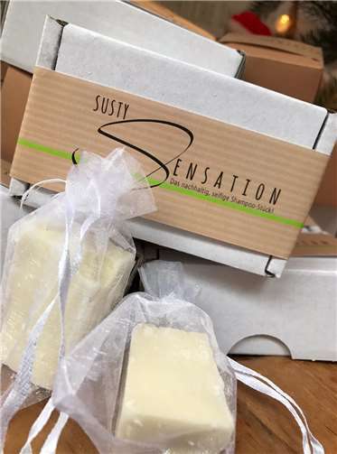 Mit ihrem plastikfreien Shampoo in Seifenform konnte die Nonnenwerther Schülerfirma Susty Sensation die Jury beim Landeswettbewerb überzeugen.Quelle: Franziskus Gymnasium Nonnenwerth