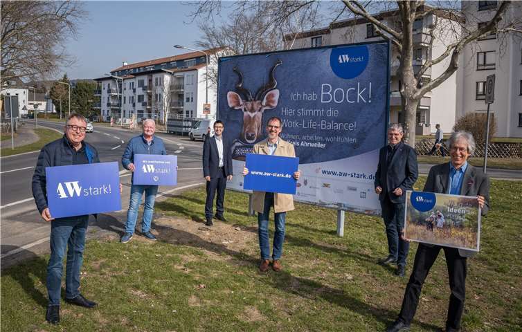 Mit schlagfertigen Botschaften wie dieser in Bad Neuenahr-Ahrweiler wirbt die Standortkampagne AWstark! für den Wohn- und Wirtschaftsstandort Kreis Ahrweiler. Foto: Kreisverwaltung Ahrweiler / Bernhard Risse