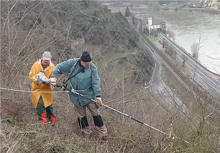Mitglieder des Helferteams bei Freischneidearbeiten am Klosterbergblick. Foto: privat
