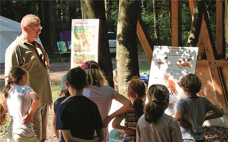 Mithilfe der informativen Schaubilder lernten die Kinder die Tiere des Waldes und des Feldes kennen. privat
