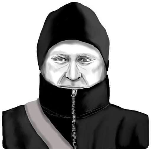 Mittels der beim Überfall aufgenommenen Videoaufnahmen gelang es der Kriminaldirektion Koblenz eine Rekonstruktionszeichnung des Täters anzufertigen. Zeichnung: Polizei Koblenz