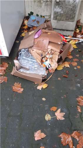 Müll am Kleidercontainer.