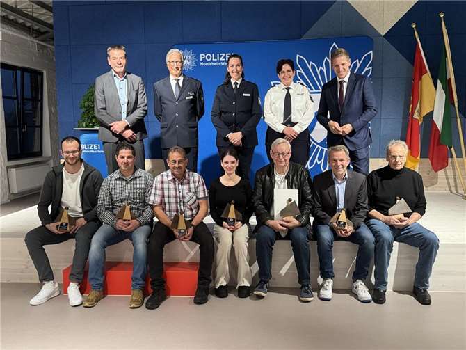 Mutige Bürgerinnen und Bürger wurden mit dem Zivilcourage-Preis ausgezeichnet. Foto:Kreispolizeibehörde Euskirchen