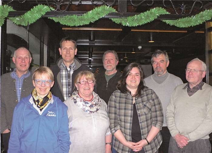 NABU Rengsdorf, der neue Vorstand (v.li.): Peter Preilowski, Silvia Puderbach, Armin Brietzke, Lucia Preilowski, Jochen Schäfer, Isabelle Thomé, Dr. Theo Florian und Horst Spies. Es fehlt: Dr. Ulrich Rehberg. NABU Rengsdorf