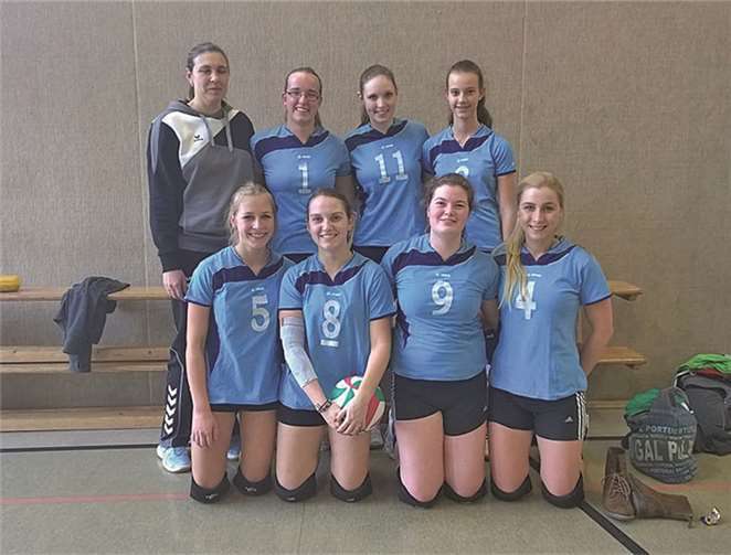 Nach dem Spiel ist vor dem Spiel: hinten Natalja Hochreuther; Elena Wey, Mareike Blettner, Carolin Janoschek; vorne: Amelie Glück, Lena Neumann, Daphne Will, Nathalie Schmitt. privat