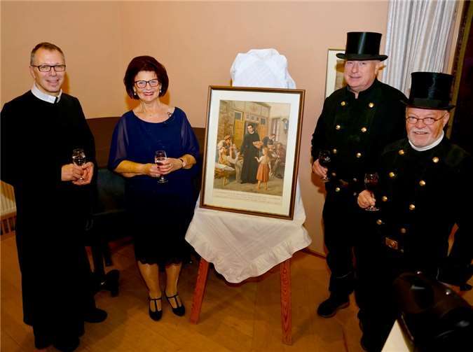 Nach dem Vortrag: Bruder Alfons Maria (Koblenz) v.li, Rita Lauter, Michael Brost und Karl Josef Scholl. Foto: KG