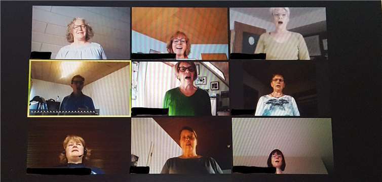 Nachdem die Teilnehmerinnen alle zugeschaltet waren, ging es auch schon los mit der Chorprobe. Foto: privat
