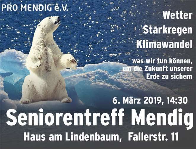 Nächster Seniorentreff mit Information zum Klimawandel. Foto: ProMendig e. V.