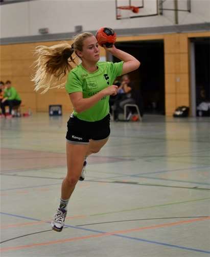 Nele Mintgen bei einem ihrer erzielten 8 Tore. Foto: TuS Grün-Weiß Mendig