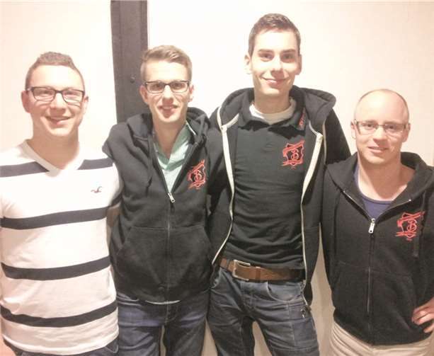 Neue Kräfte (von links): der Zweite Vorsitzende Florian Wüst und Präsident Philipp Velten mit dem alten Präsidenten Patrick Schneider und dessen Stellvertreter Bernhard Schmitz.privat