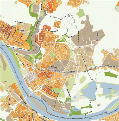 Neuwied und Heddesdorf. Auszug aus www.wohnlagenkarte.de | Quelle: © iib Dr. Hettenbach Institut | OpenStreetMap contributors / Lizenz: ODbL