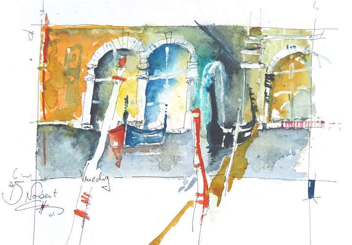 Mit dem Malrucksack durch die Welt Norbert Bogusch - Erinnerungen in Aquarell an Venedig.