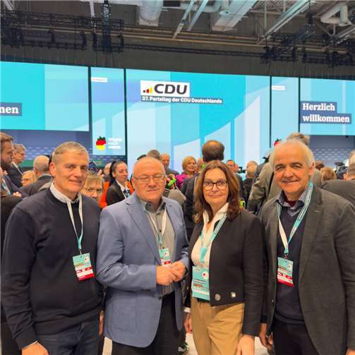 Norbert Heidgen, Michael Schneider, Mechthild Heil MdB und Hans-Werner Adams beim CDU-Bundesparteitag in Berlin.  Foto: Michael Schneider