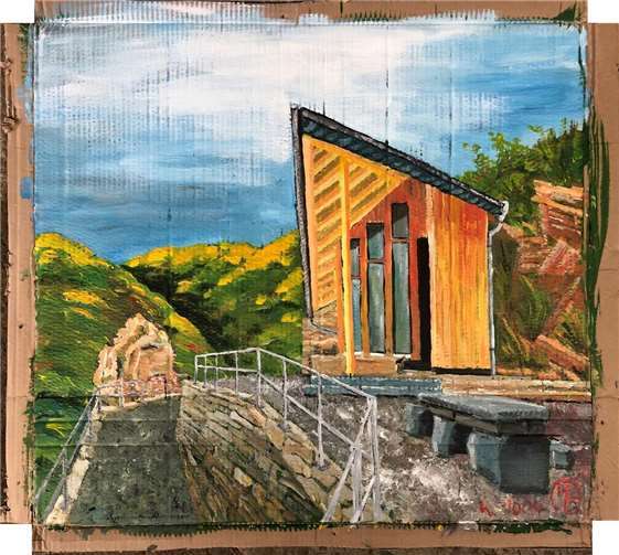 Nun wurde ein großes Gemälde, welches die Kapelle umgeben von der Landschaft des Ahrtal zeigt, gemalt und wird in einer Auktion versteigert. Der Gesamterlös der Auktion kommt dem Freundeskreis St. Josefs Kapelle Walporzheim zugute. Foto: privat