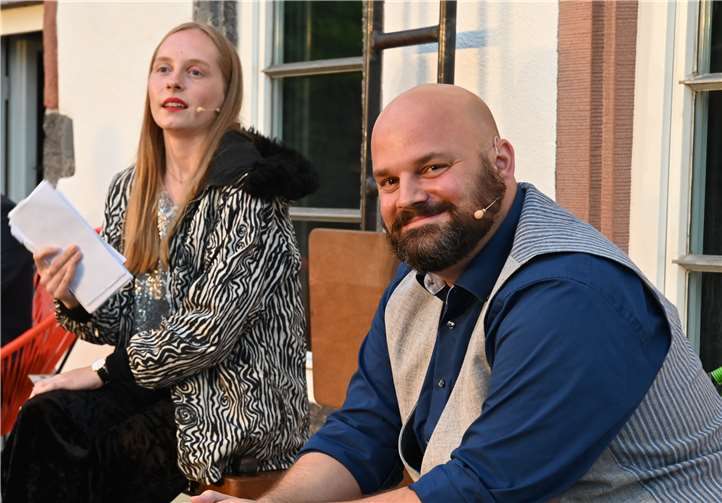 OB Kandidat Marcel Will beim Theater Talk mit Cosmo Corona Hahne. Foto: privat