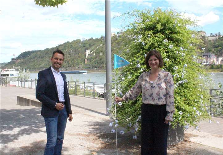 Oberbürgermeister David Langner und Staatssekretärin Nicole Steingaß. Foto: privat