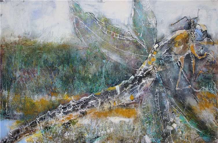 Odonata“ hat Frieda Wionzek ihr großformatiges Gemälde genannt.  Quelle: Stadt Neuwied