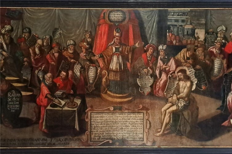 Ölgemälde „Christus vor dem Hohen Rat“, 205*97 cm