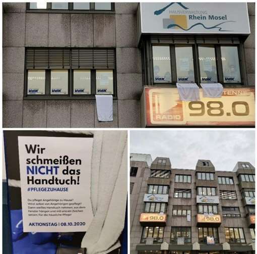 Organisiert wurde der landesweite Aktionstag vom Sozialverband VdK Rheinland-Pfalz unter dem Motto „Wir schmeißen NICHT das Handtuch“.Foto: Sozialverband VdK Rheinland-Pfalz e. V.