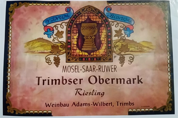 Original Weinetikett aus dem Jahre 1960 vom letzten Weinanbauer Adams-Wilbert in Trimbs
