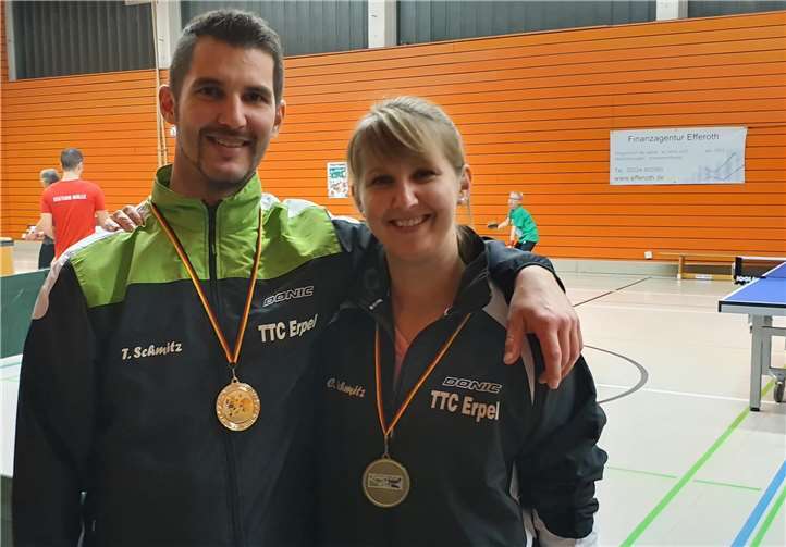 Ortsmeister des Familienturniers: Christine Heumann und Tobias Schmitz.