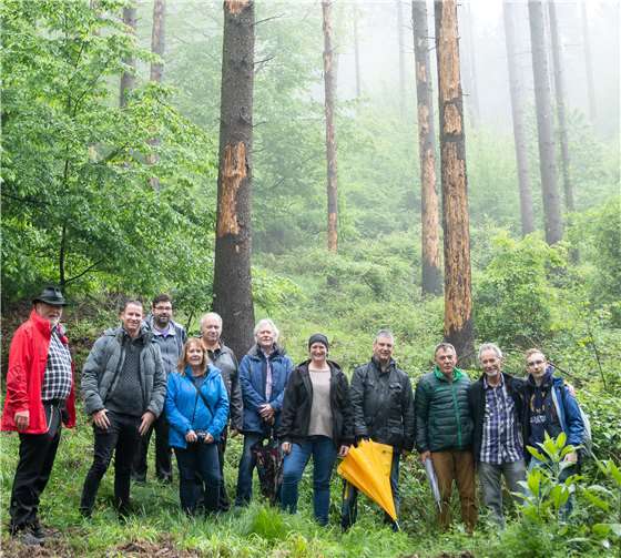 Ortsvorsteher Gunter Windheuser informierte im Rahmen vor Ort über das Ausmaß der Borkenkäferschäden. Foto: Christoph Geron