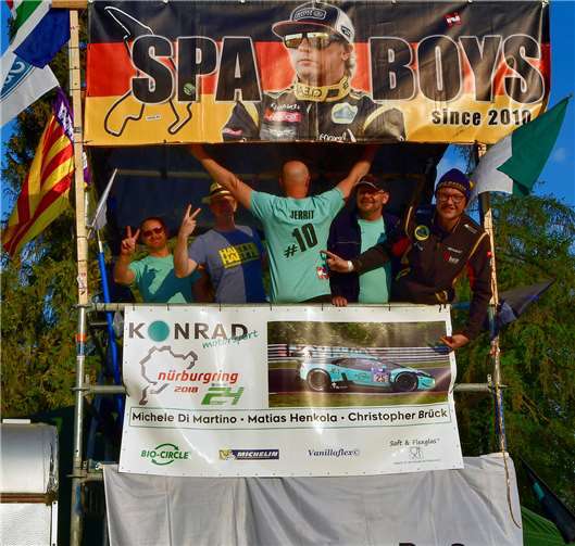 Partyvergnügen mit Aussicht und zugleich Härtetest für das Gerüst bei der „Spa Boys“.