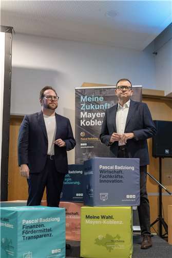 Pascal Badziong (links) und Georg Moesta (rechts) stellen die Ziele für die anstehende Kommunalwahl vor. Foto: Christian Lipowski