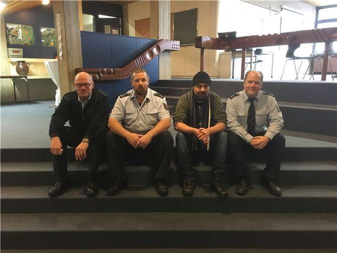 Paul Schmitz (v.l.), Ordnungsamt, Frank Grandpre, Sachgebiet Jugend Polizei Andernach, Guido Krämer, Streetworker Andernach und Jürgen Zester, Verkehrssicherheitsberater. privat